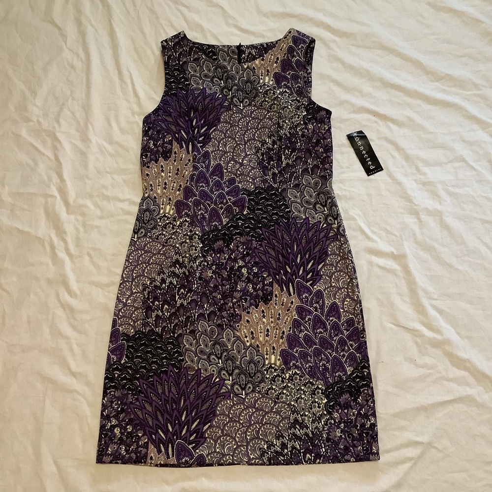 Connected Apparel purple patterned dress